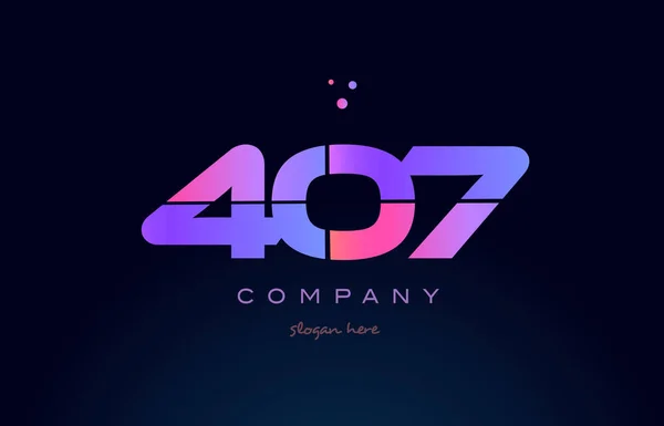 407 rosa magenta roxo número dígito logotipo numeral ícone vetor — Vetor de Stock