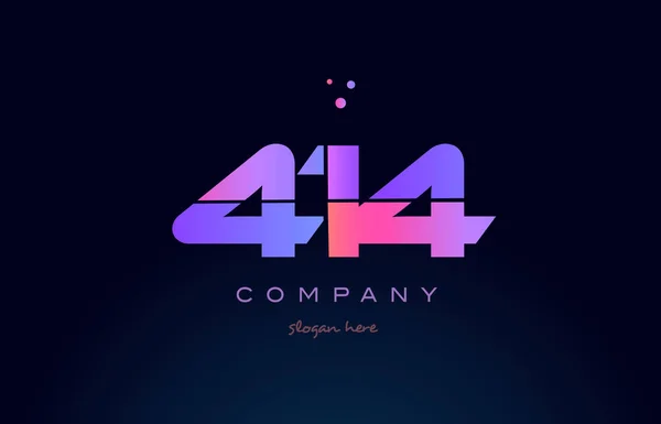 414 rosa magenta roxo número dígito numeral logotipo ícone vetor — Vetor de Stock