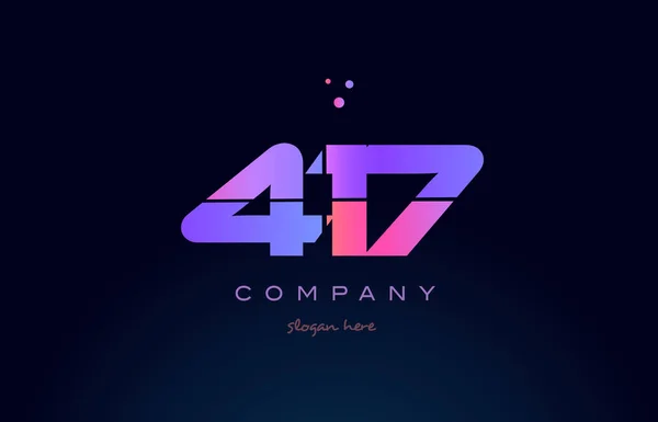 417 rosa magenta roxo número dígito logotipo numeral ícone vetor — Vetor de Stock