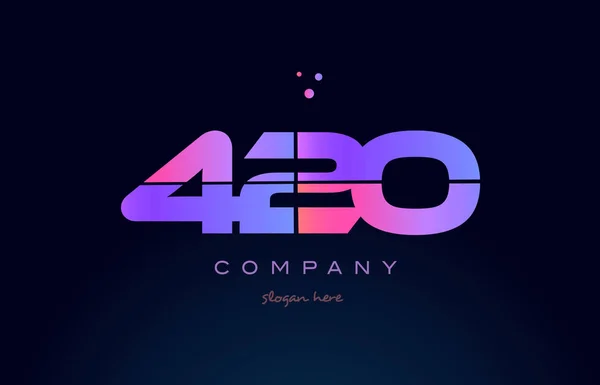 420 rosa magenta roxo número dígito logotipo numeral ícone vetor — Vetor de Stock