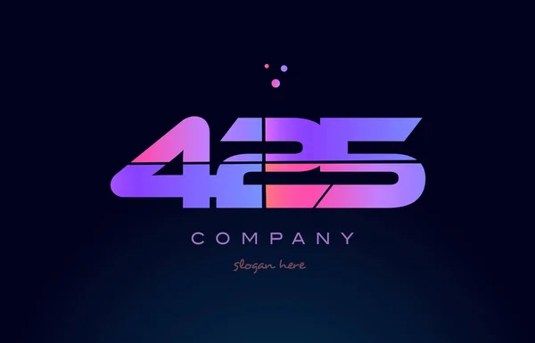 425 rosa magenta roxo número dígito logotipo numeral ícone vetor — Vetor de Stock