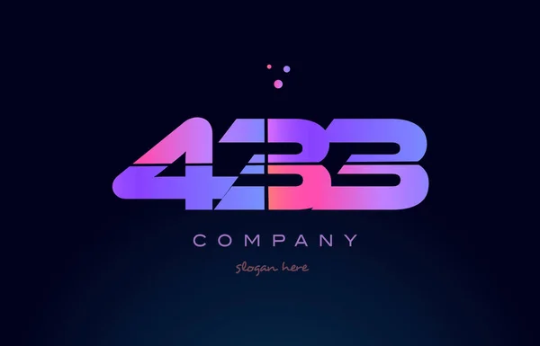 433 rosa magenta roxo número dígito logotipo numeral ícone vetor — Vetor de Stock