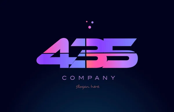 435 rosa magenta roxo número dígito logotipo numeral ícone vetor — Vetor de Stock