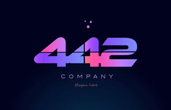 442 rosa magenta roxo número dígito logotipo numeral ícone vetor — Vetor de Stock