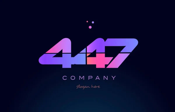447 rosa magenta roxo número dígito logotipo numeral ícone vetor — Vetor de Stock