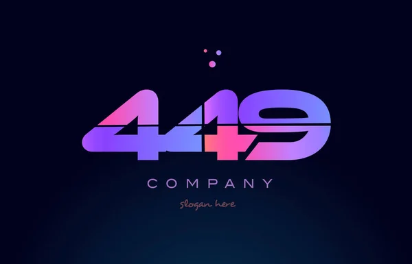 449 rosa magenta roxo número dígito logotipo numeral ícone vetor — Vetor de Stock