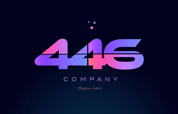 446 rosa magenta roxo número dígito logotipo numeral ícone vetor — Vetor de Stock