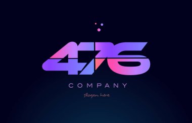 476 pembe Pembe mor sayı basamaklı rakam logo simge vektör