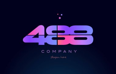488 pembe Pembe mor sayı basamaklı rakam logo simge vektör