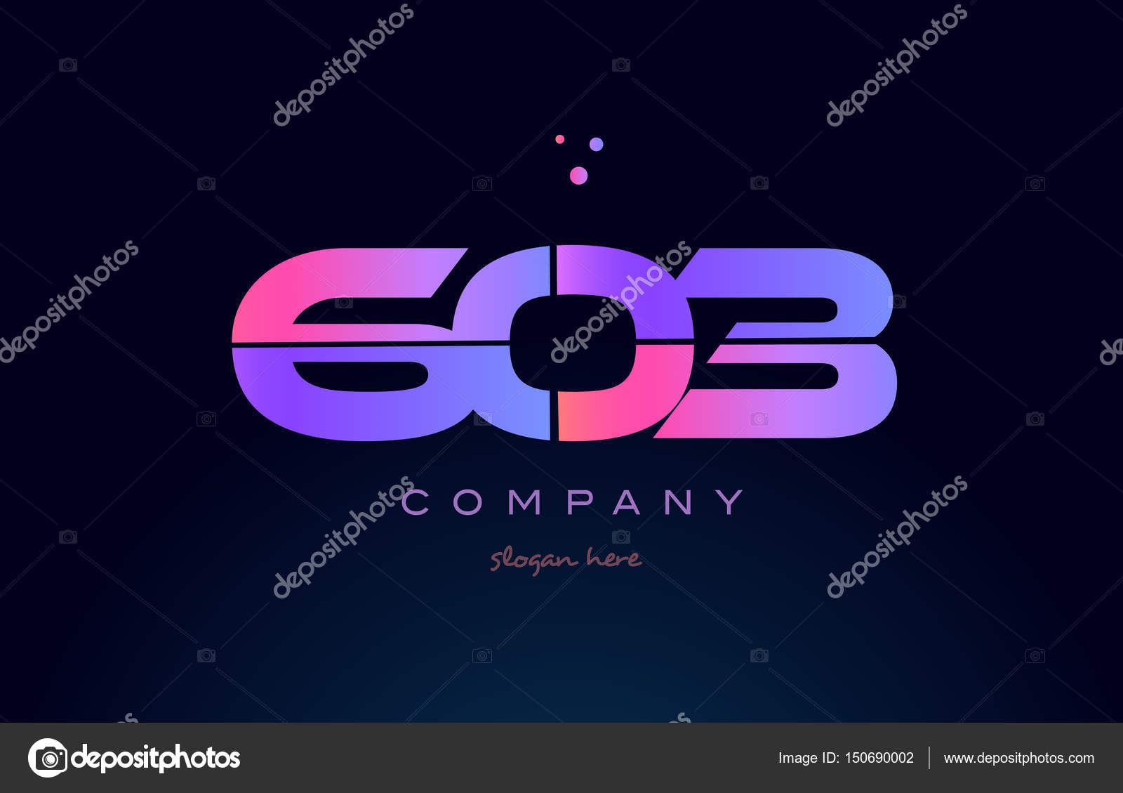 603 pink blue purple number digit numeral dots creative company logo vector icon design template — Vector by dragomirescu