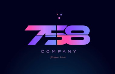 758 pembe Pembe mor sayı basamaklı rakam logo simge vektör