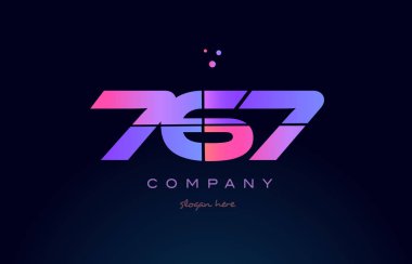 767 pembe Pembe mor sayı basamaklı rakam logo simge vektör