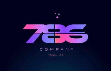 786 pembe Pembe mor sayı basamaklı rakam logo simge vektör