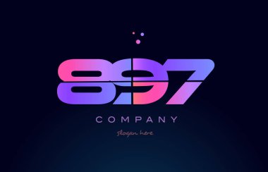 897 pembe Pembe mor sayı basamaklı rakam logo simge vektör