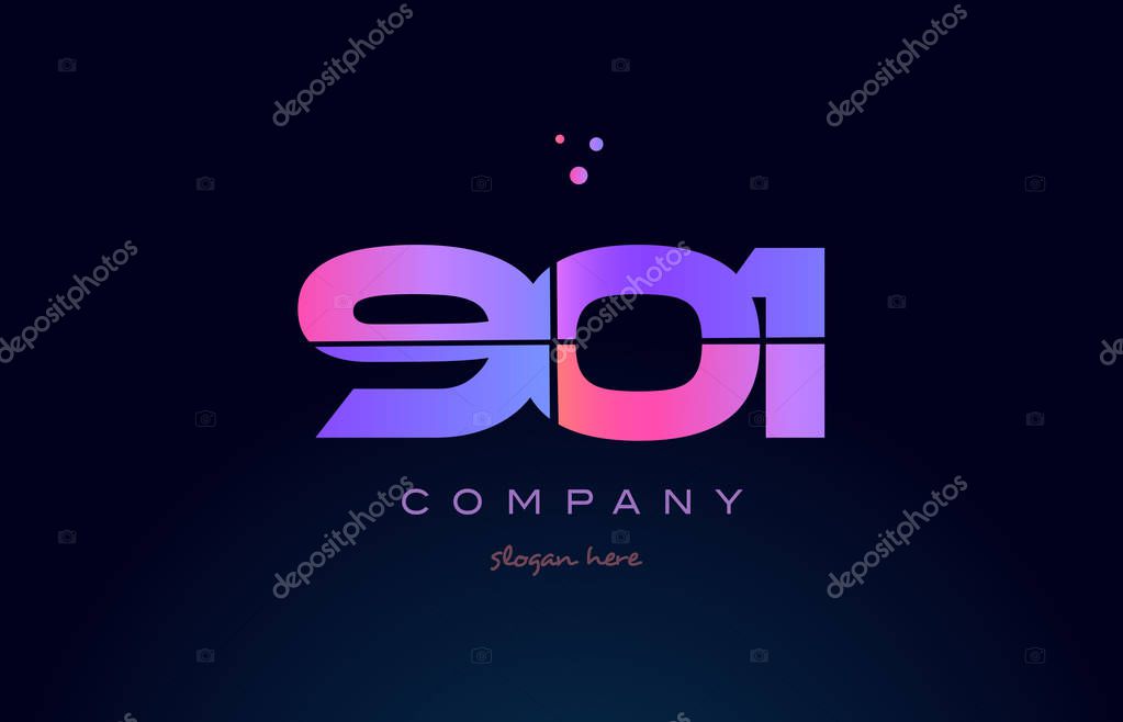 901 pink blue purple number digit numeral dots creative company logo vector icon design template