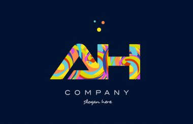 Ah s renkli Alfabe harf logo simge şablon vektör