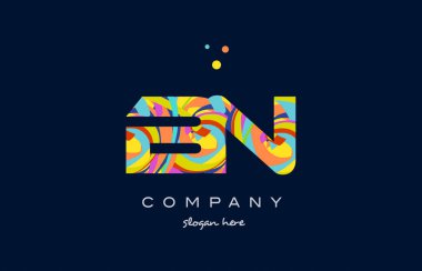 Bn b n renkli Alfabe harf logo simge şablon vektör