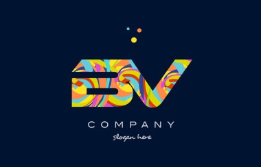 BV b v renkli Alfabe harf logo simge şablon vektör