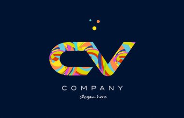 CV c v renkli Alfabe harf logo simge şablon vektör