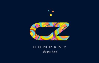 CZ c z renkli Alfabe harf logo simge şablon vektör
