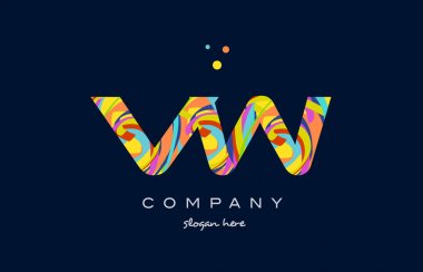 VW v w renkli Alfabe harf logo simge şablon vektör