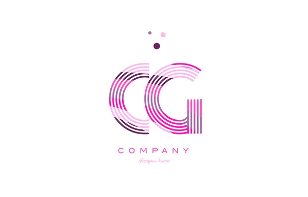 Cg c g alphabet letter logo pink purple line icon template vecto — Stock Vector