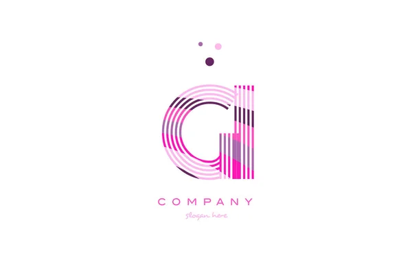 Gi g i Alphabet Buchstabe Logo rosa lila Linie Symbolvorlage Vecto — Stockvektor