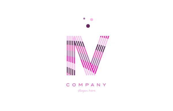 Iv i v alphabet letter logo pink purple line icon template vecto — Stock Vector