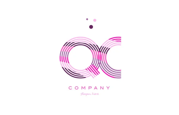 QC q c abeceda dopis logo růžové fialovým pruhem ikonu šablony byly porovnávány — Stockový vektor
