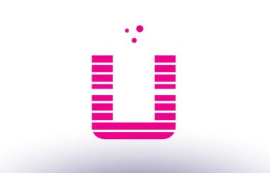 u pembe mor çizgi şerit Alfabe harf logo vektör şablonu