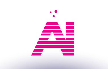 AI bir i pembe mor çizgi şerit Alfabe harf logo vektör depo