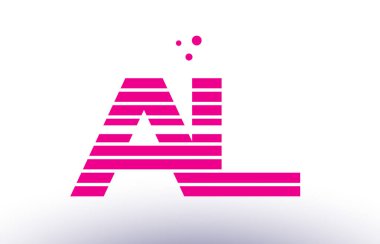 Al bir l pembe mor çizgi şerit Alfabe harf logo vektör depo