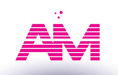 bir m pembe mor çizgi şerit Alfabe harf logo vektör depo kulüpler