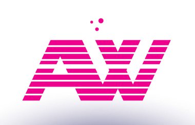 Ah bir w pembe mor çizgi şerit Alfabe harf logo vektör depo