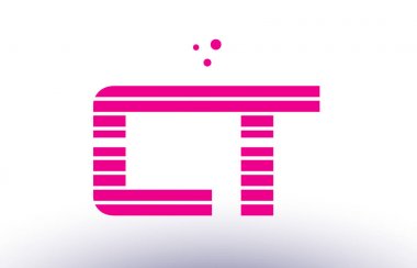CT c t pembe mor çizgi şerit Alfabe harf logo vektör depo