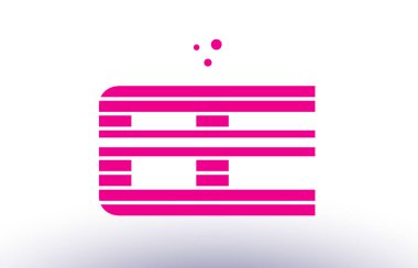 Ee e e pembe mor çizgi şerit Alfabe harf logo vektör depo