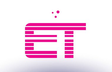 et e t pembe mor çizgi şerit Alfabe harf logo vektör depo