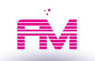FM f m pembe mor çizgi şerit Alfabe harf logo vektör depo