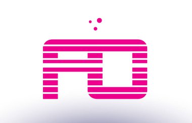 Fo f o pembe mor çizgi şerit Alfabe harf logo vektör depo