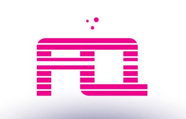 FQ f q pembe mor çizgi şerit Alfabe harf logo vektör depo