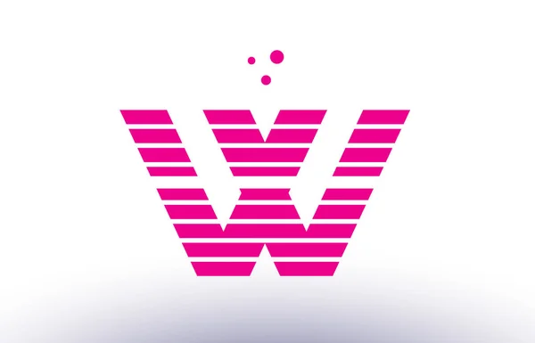 W pink purple line stripe alphabet letter logo vector template — Stock Vector