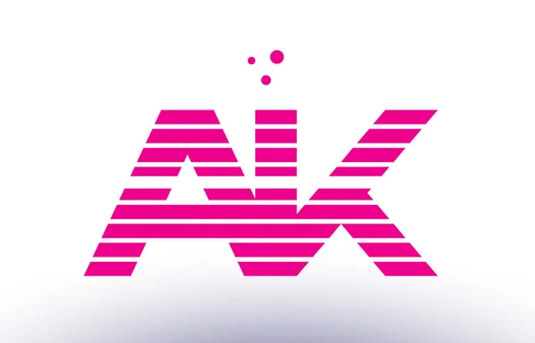 Ak a k pink purple line stripe alphabet letter logo vector templ — Stock Vector