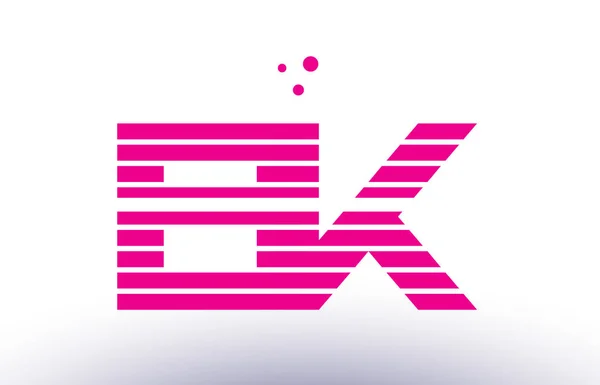 Bk b k rosa línea púrpura raya alfabeto letra logotipo vector templ — Vector de stock