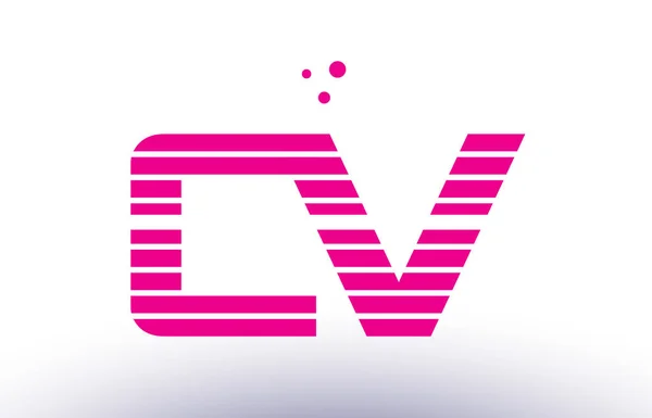 Cv c v rosa roxo linha listra alfabeto letra logotipo vetor templ — Vetor de Stock