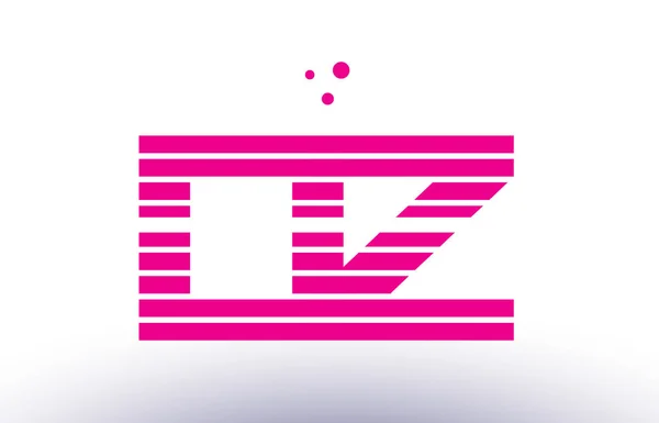 Dz d z rosa lila Linie Streifen Alphabet Buchstabe Logo Vektor Tempel — Stockvektor