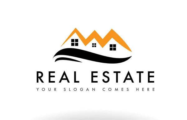 Orange noir immobilier maison logo icône entreprise — Image vectorielle
