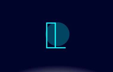 l Mavi Çizgili Daire Alfabe harf logo simge şablon vektör des