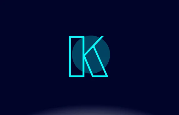 K Mavi Çizgili Daire Alfabe harf logo simge şablon vektör des — Stok Vektör