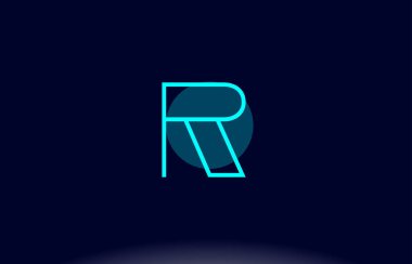 r Mavi Çizgili Daire Alfabe harf logo simge şablon vektör des