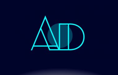 reklam bir d Mavi Çizgili Daire Alfabe harf logo simge şablon vecto